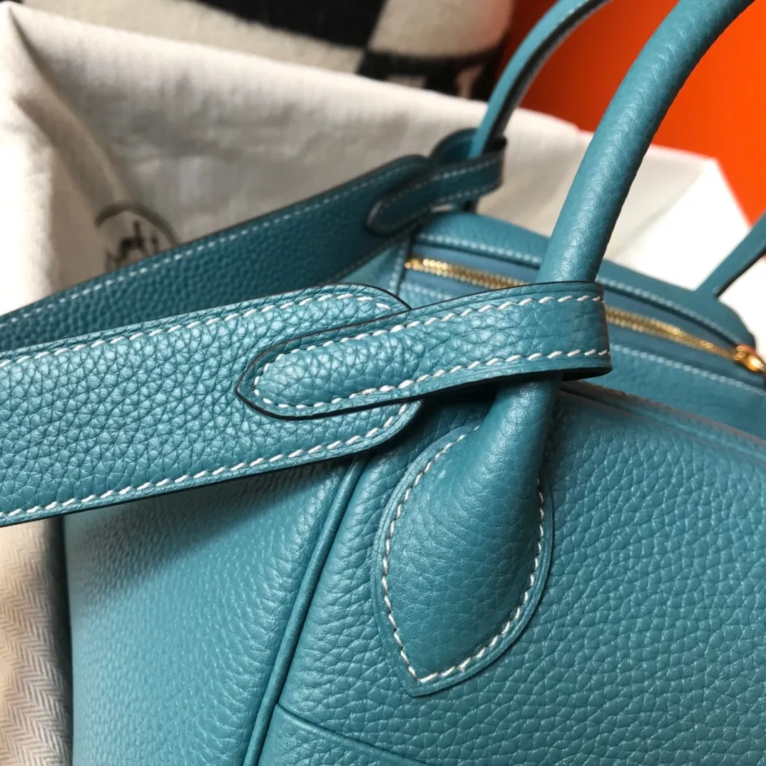 HM LINDY 26 BAG SAPPHIRE TAURILLON CLEMENCE LEATHER