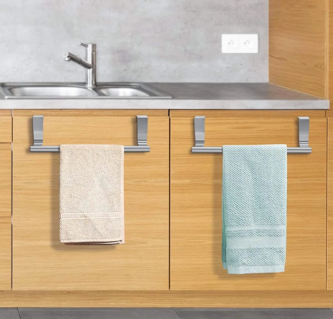 Homlly Over Cabinet Door Stainless Steel Towel Bar Holders (2pcs)
