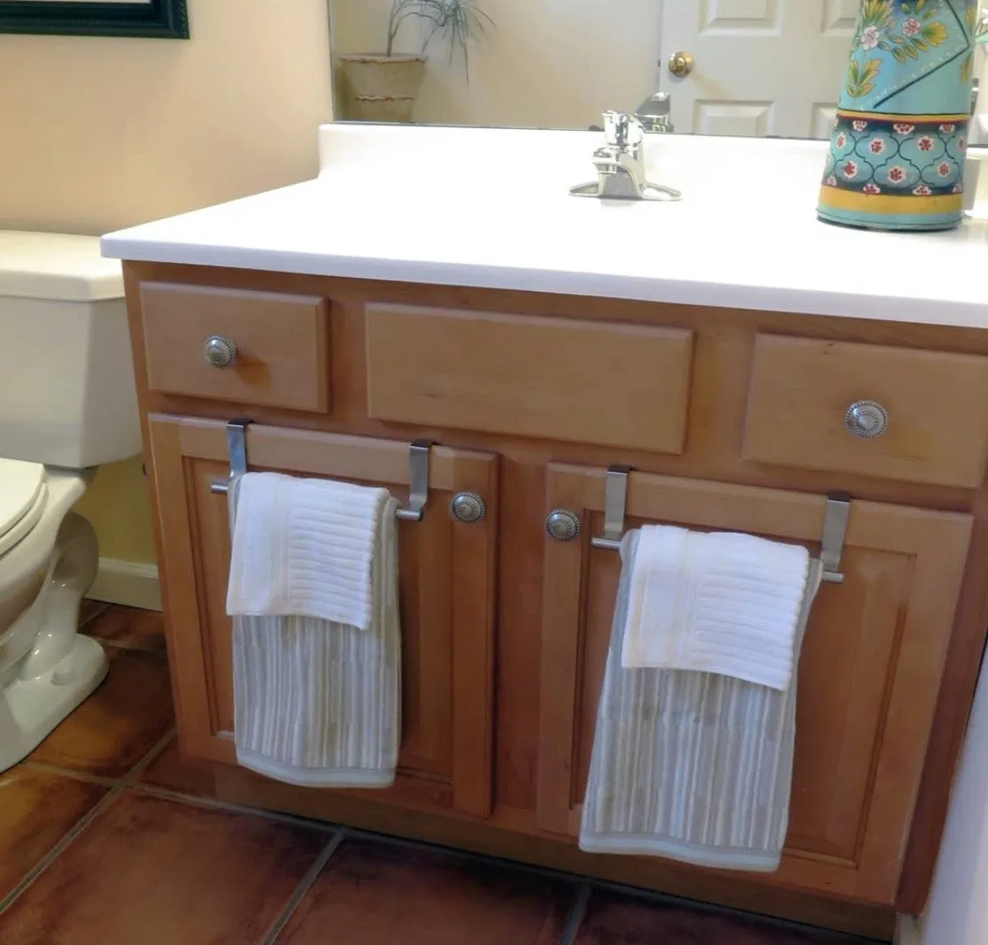 Homlly Over Cabinet Door Stainless Steel Towel Bar Holders (2pcs)