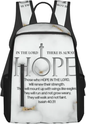 Hope In The Lord Scripture Verse Isaiah 40 31 Lightweight Backpack For Women Men, Casual Polyester Daypack Bookbag Travel Hiking Bag, Durable Laptop Backpack