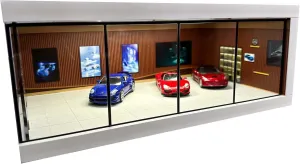Hot Die-Cast Wheel Display Case , 1/64 Die-Cast Car Display Case with LED Lights Alloy Car Model Display Case (Car Showroom Scene)