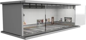 Hot Diecast Wheels Display Case - 1/64 Scale Die-cast Model Car Display Case with LED Light and Acrylic Cover, Hot Diecast Wheels Parking Garage Dioramas with 6 Parking Spaces (1/64-6Pwheels)