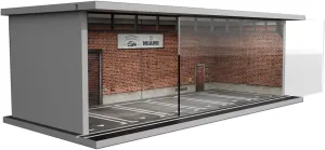 Hot Diecast Wheels Display Case - 1/64 Scale Die-cast Model Car Display Case with LED Light and Acrylic Cover, Hot Diecast Wheels Parking Garage Dioramas with 6 Parking Spaces(1/64-6Pred Brick)