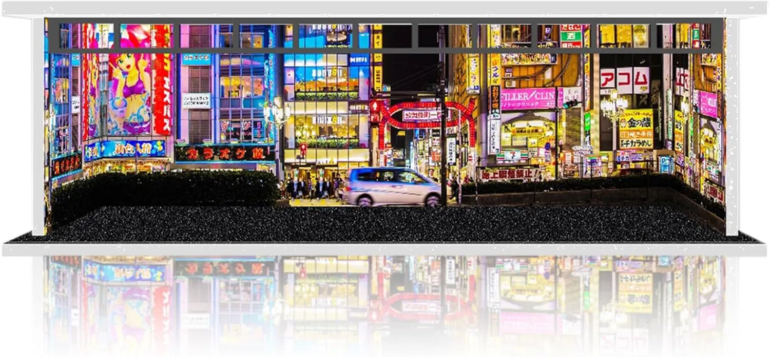 Hot Diecast Wheels Display Case - 1/64 Scale Die-cast Model Car Display Case with LED Light and Acrylic Cover, Hot Diecast Wheels Parking Garage Dioramas with 6 Parking Spaces