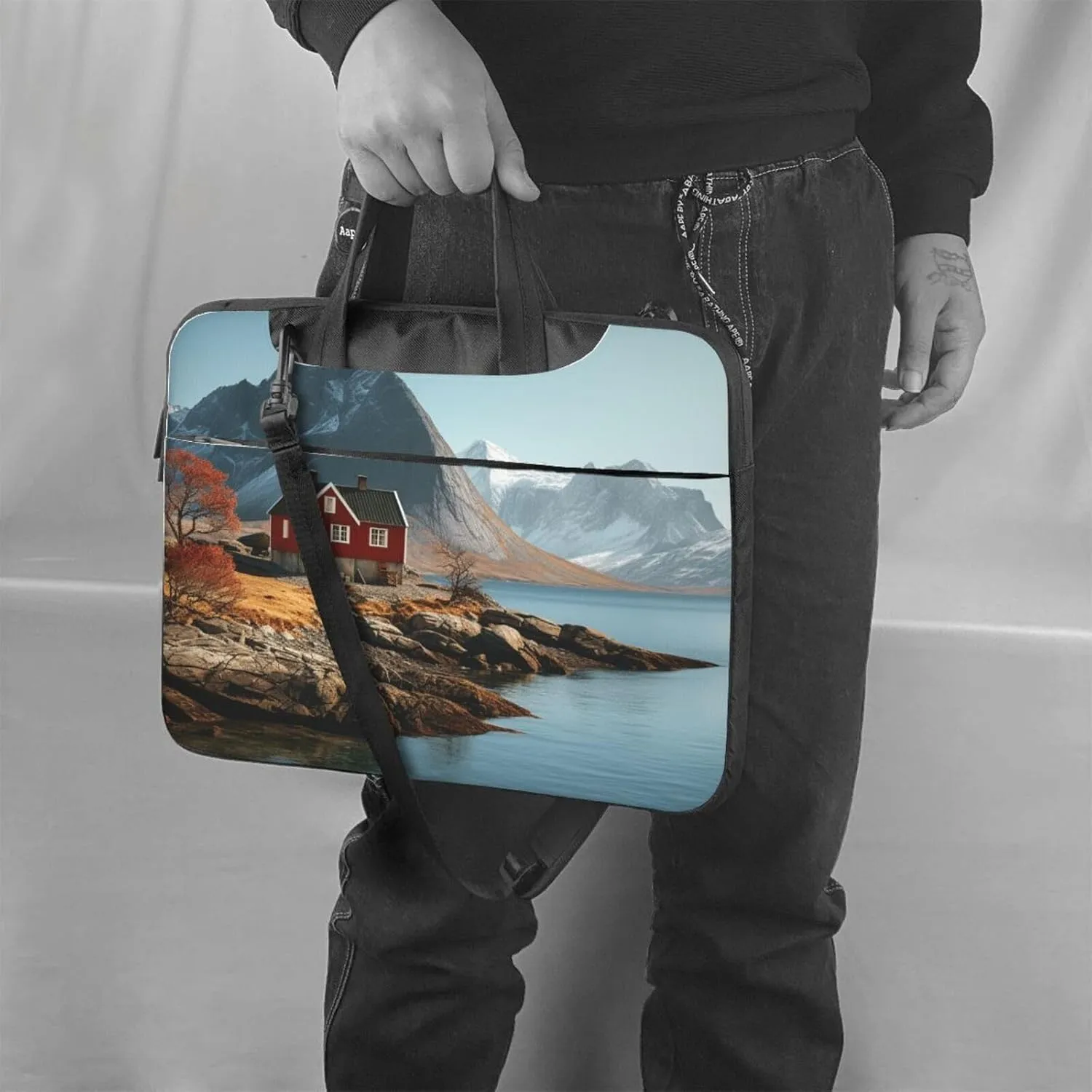 House near Mountains Laptop Bag Laptop Messenger Shoulder Bag Travel Computer Bag for Women Men