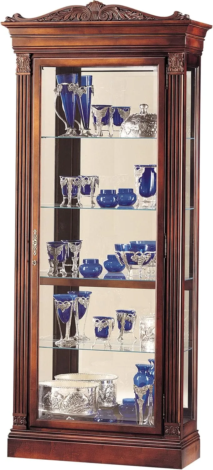 Howard Miller Blackburn II Curio Cabinet, Wood Finish with Lights Storage Cabinet - Durable Glass Shelves, Vertical Display for Decorative Items, Collectibles, Living Room & Office