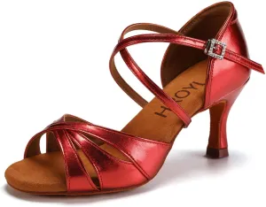 HROYL Women Latin Dance Shoes Professional Practice Performance Ballroom Salsa Dancing Shoes
