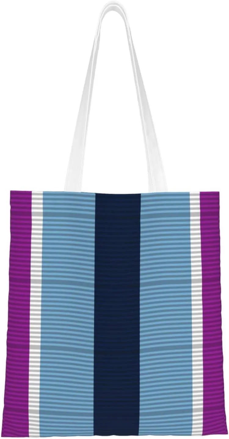 Humanitarian Service Medal Ribbon Tote Bag for Women Canvas Shopping Bags Reusable Large Capacity Casual Shoulder Handbags Grocery Bags DIY Gift Bags