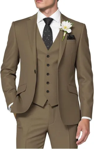 HUUTOE Men's 3 Piece Suits Slim Fit Prom Suits for Men Wedding Dress Suit Summer Blazer Jacket Vest Pants Tuxedo Set
