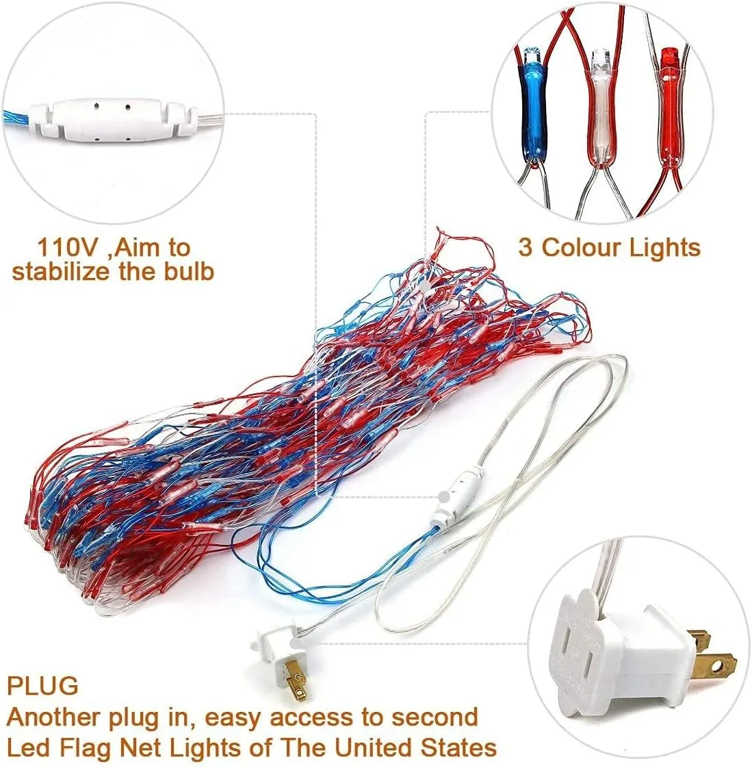 HYH American Flag Lights with 420 Super Bright LEDs Waterproof Led Flag Net Light of The United States for Memorial Day,Yard,Garden Decoration,Festival,Holiday,Party,Christmas New Year Decorations