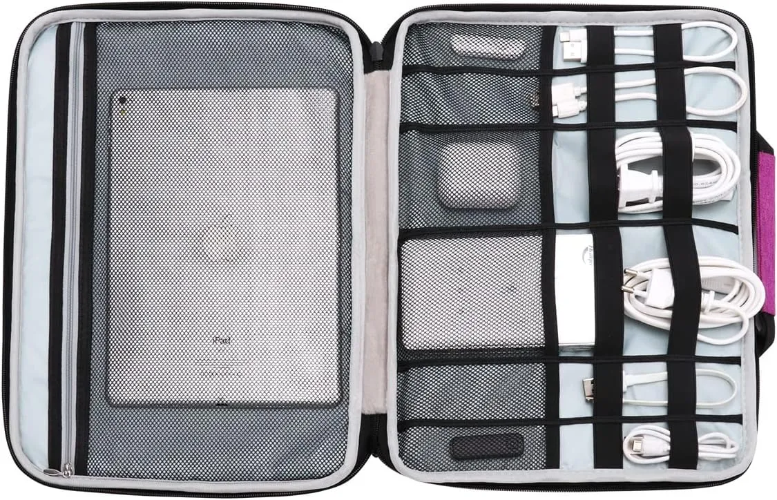 iCozzier 11-11.6 Inch Handle Laptop Briefcase Shoulder Bag Electronic Accessories Organizer Messenger Carrying Case Laptop Sleeve Protective Bag with Shoulder&Luggage Strap - Rose