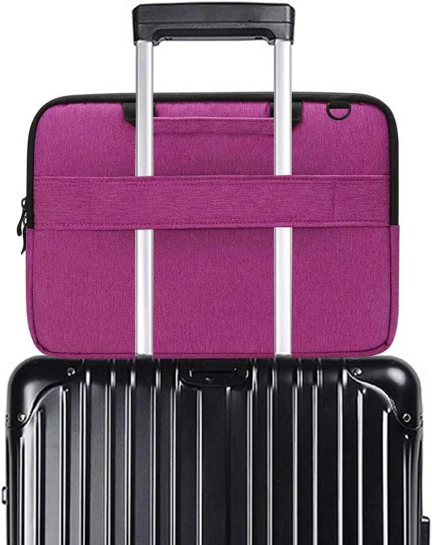 iCozzier 11-11.6 Inch Handle Laptop Briefcase Shoulder Bag Electronic Accessories Organizer Messenger Carrying Case Laptop Sleeve Protective Bag with Shoulder&Luggage Strap - Rose