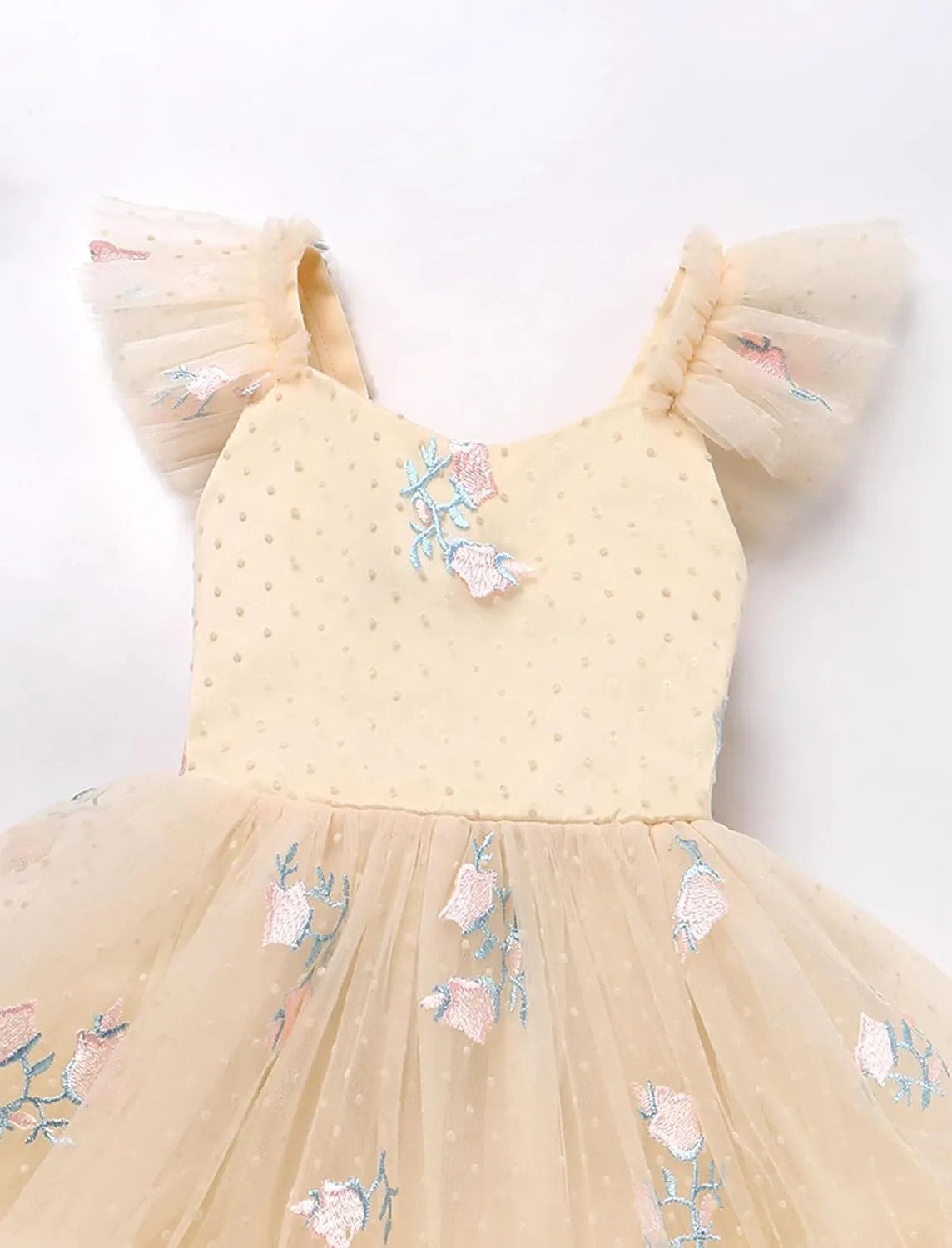 IMEKIS Toddler Girls Strawberry Floral Tulle Birthday Dress Elastic Back Summer Casual Party Dresses