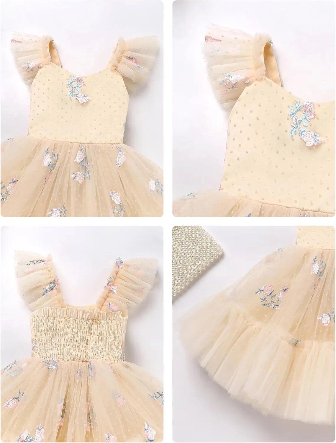 IMEKIS Toddler Girls Strawberry Floral Tulle Birthday Dress Elastic Back Summer Casual Party Dresses