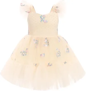 IMEKIS Toddler Girls Strawberry Floral Tulle Birthday Dress Elastic Back Summer Casual Party Dresses