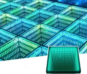 Infinity 3D Led Dance Floor with Flight Case for Nightclub Decoration Wedding Party Dancing Floor 50x50cm Per Panel 25pcs/lot 8.2x8.2ft