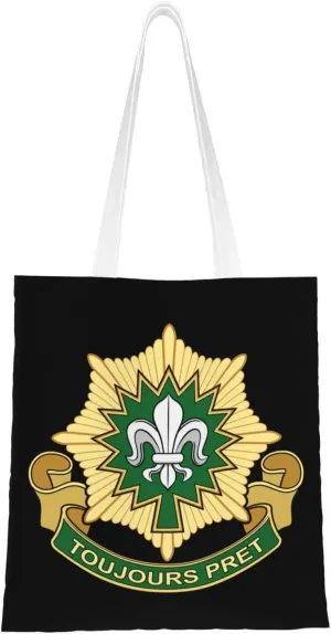 Insignia Usa Army 2Nd Cavalry Regiment V2 Tote Bag for Women Canvas Shopping Bags Reusable Large Capacity Casual Shoulder Handbags Grocery Bags DIY Gift Bags
