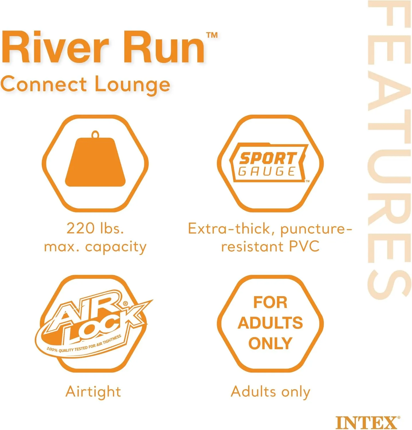 Intex River Run Single Person Inflatable Connecting Lounge Tube