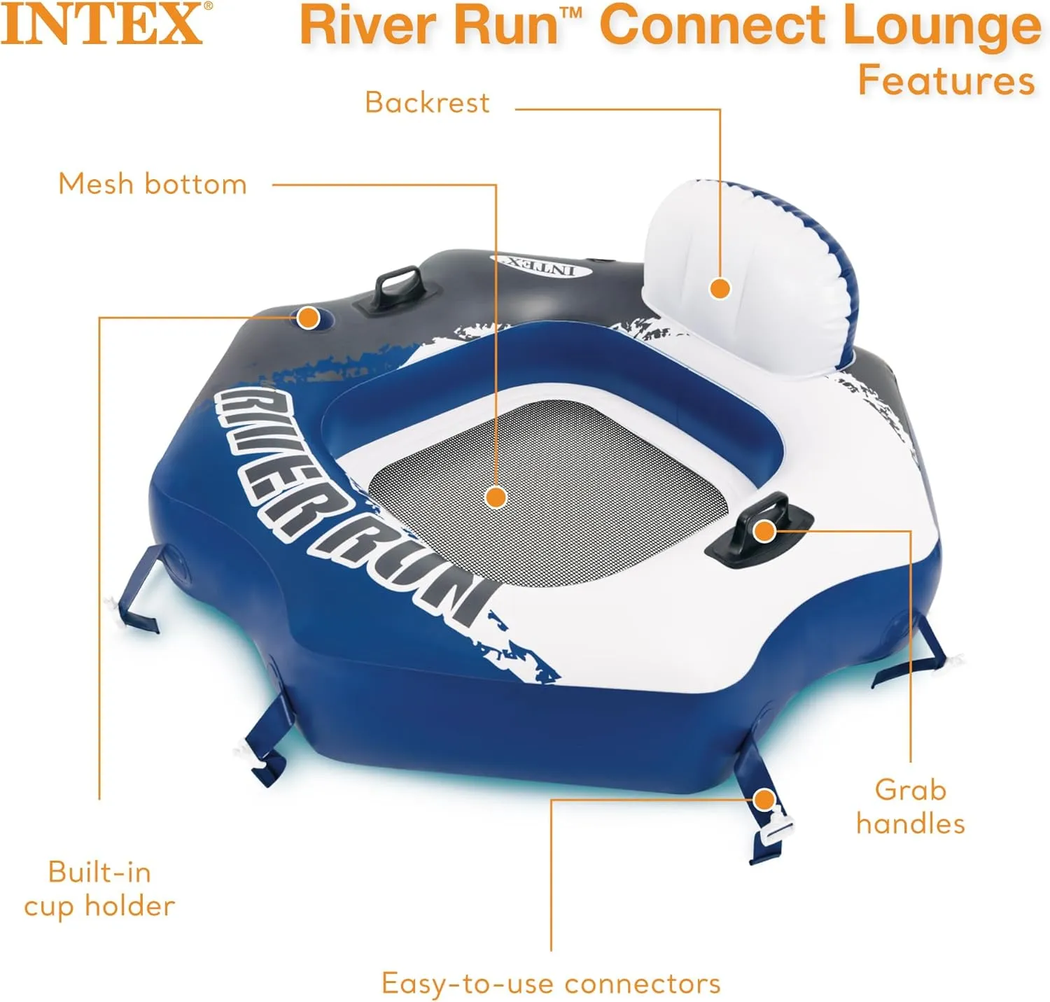 Intex River Run Single Person Inflatable Connecting Lounge Tube