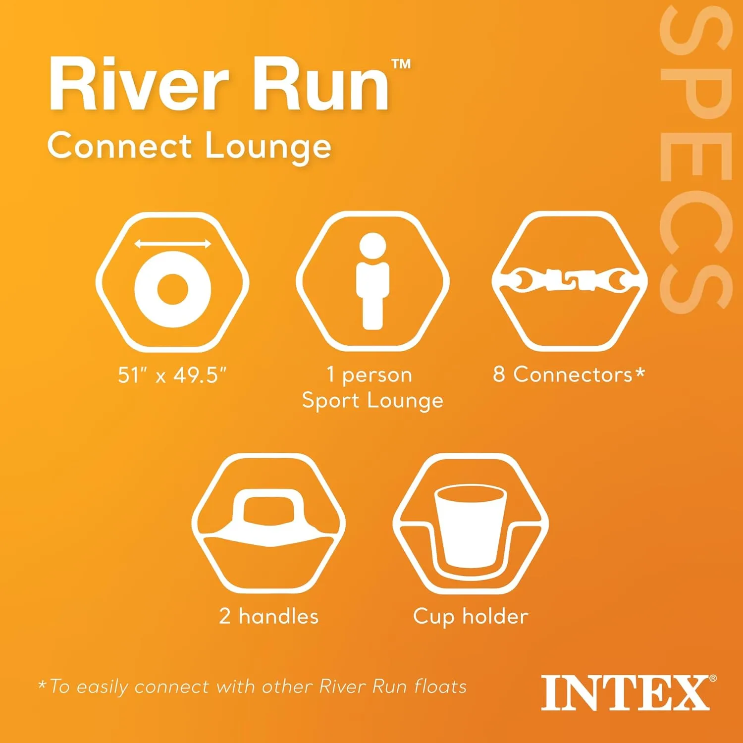 Intex River Run Single Person Inflatable Connecting Lounge Tube
