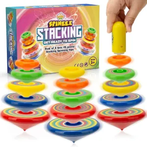 IPIDIPI TOYS Spineez Stacking Spinning Tops for Kids - Set of 3, 15 Pieces UFO Spinner Toys - Party Favors for Kids, Goodie Bags, School Prize Box, Birthday Goodie Bag Fillers