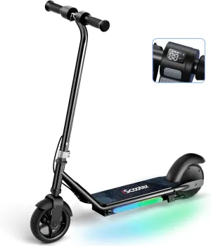 iScooter IK3 Electric Scooter for Kids Ages 6-12, 150W Motor, LED Display, 3 speeds Adjustable, Colorful Lights, Double Brake, Kids Electric Scooter with Magnetic Charging