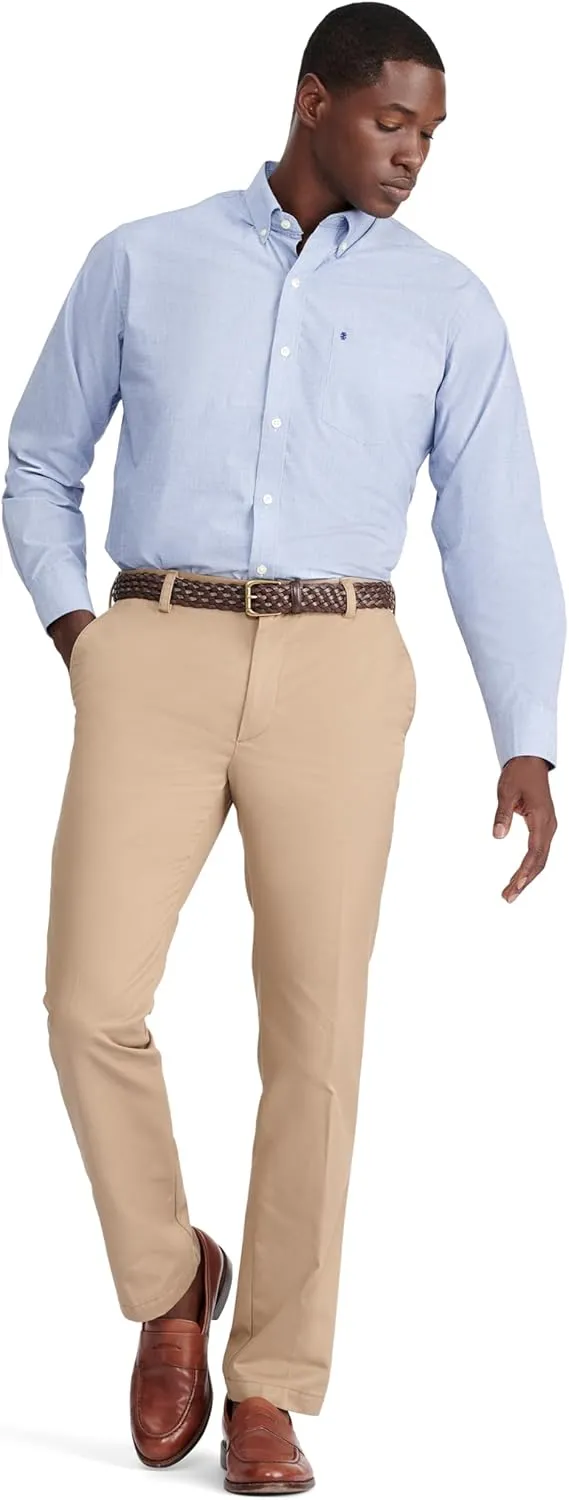 IZOD Men's Button Down Long Sleeve Stretch Performance Solid Shirt