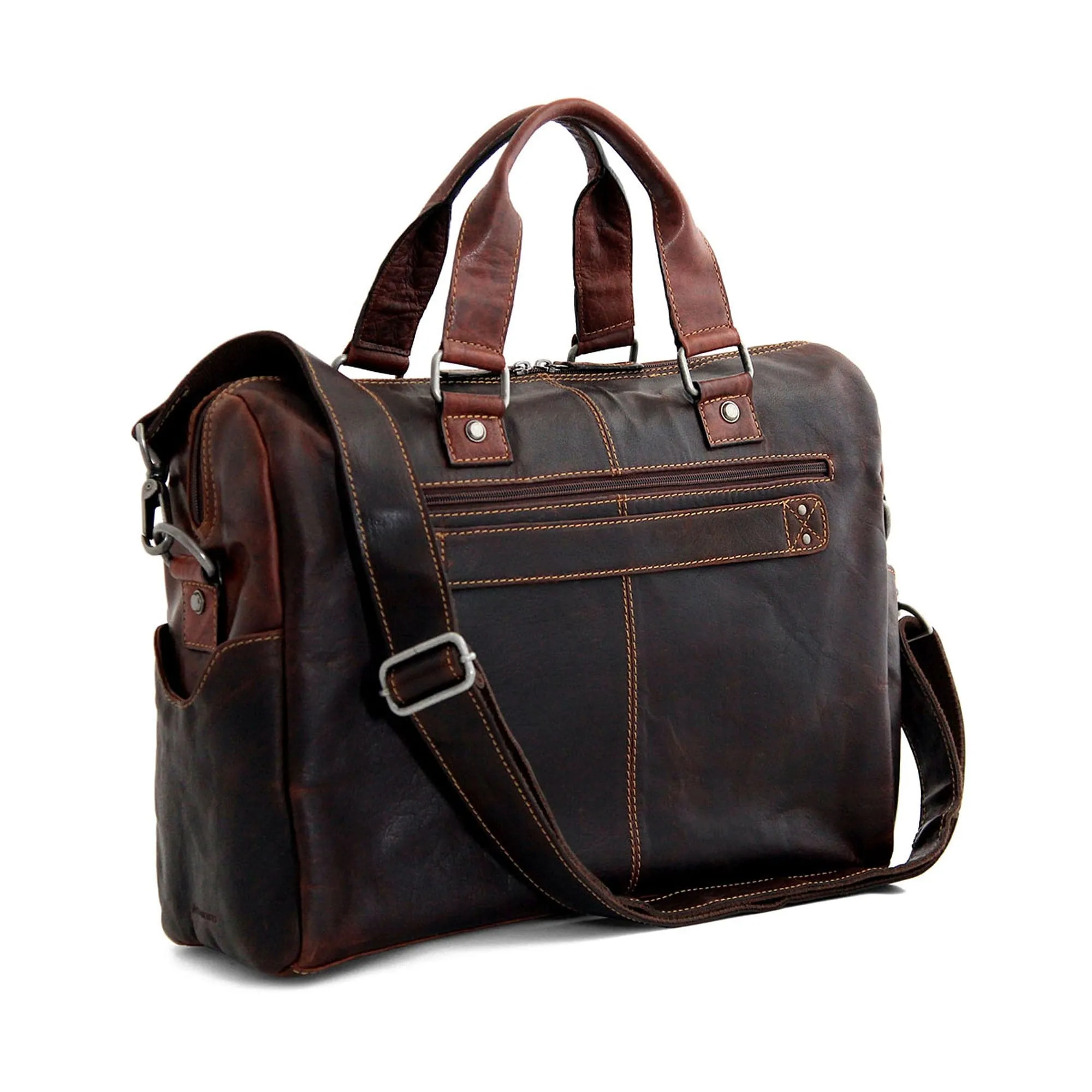 Jack Georges Voyager Zippered Briefcase With Front Flap Pocket