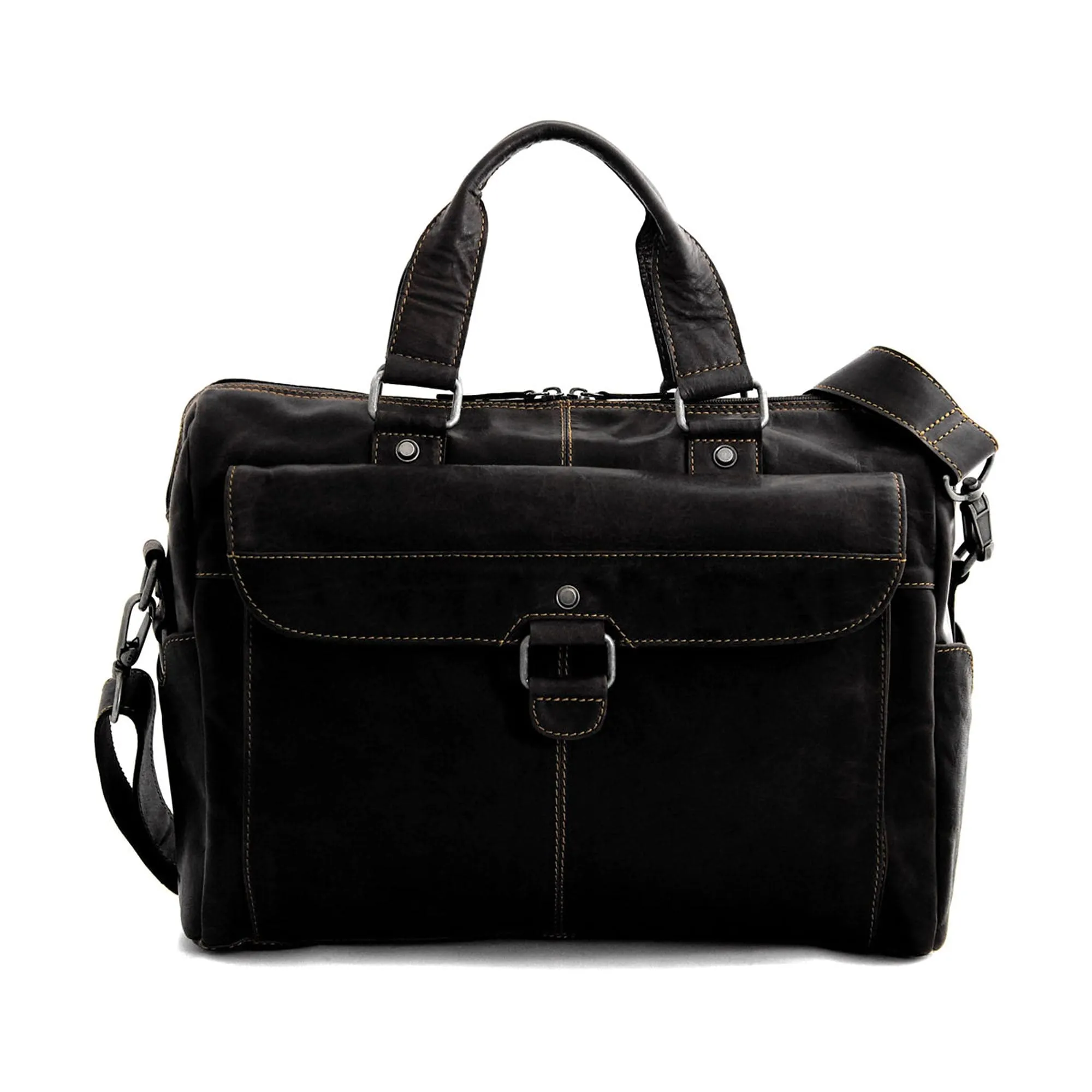 Jack Georges Voyager Zippered Briefcase With Front Flap Pocket