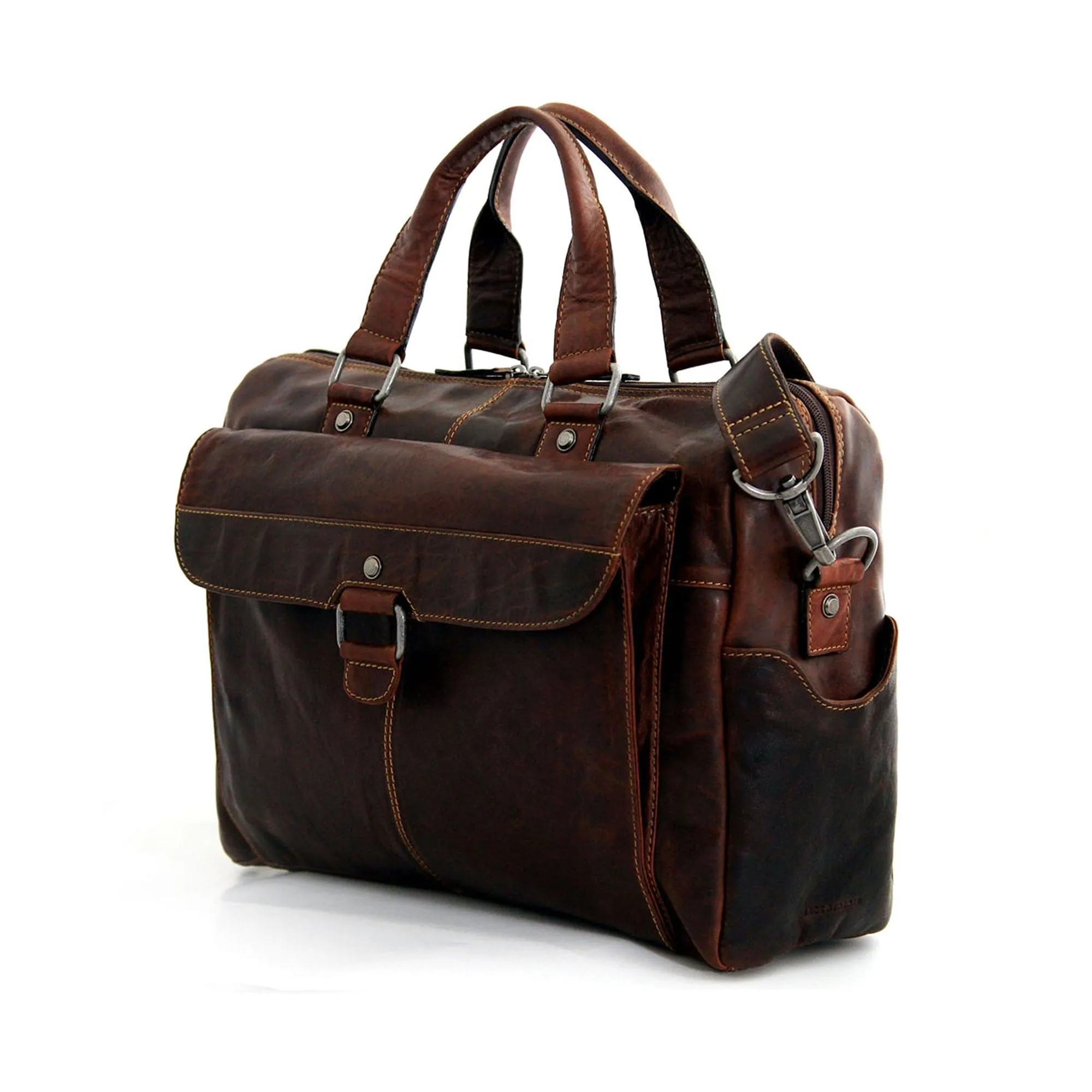 Jack Georges Voyager Zippered Briefcase With Front Flap Pocket