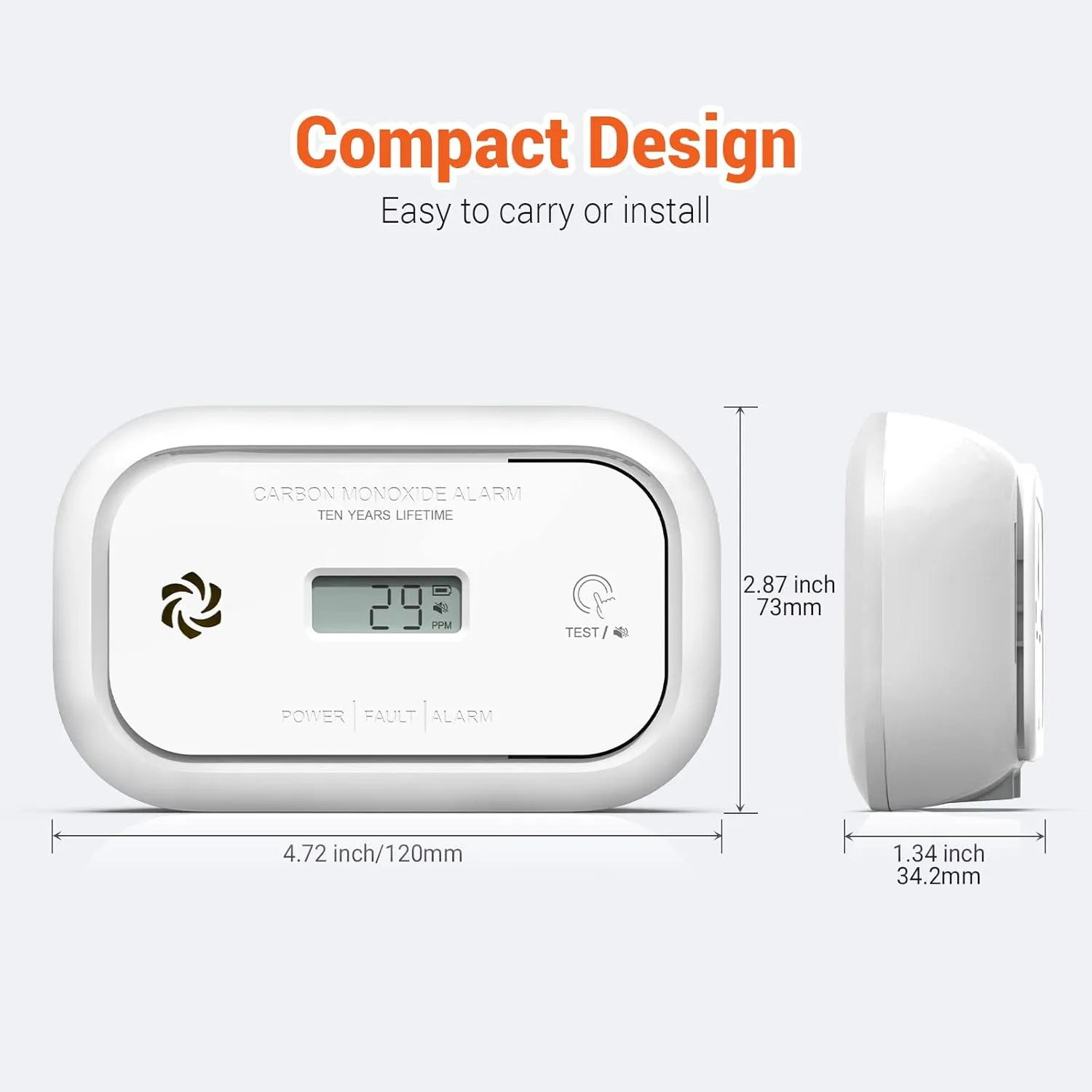 Jemay Carbon Monoxide Detector Alarm, CO Detector with Digital LCD Display, Replaceable Battery Carbon Monoxide Detectors for Home and Depot, 3 LED Lights Carbon Monoxide Alarm, 1-Pack