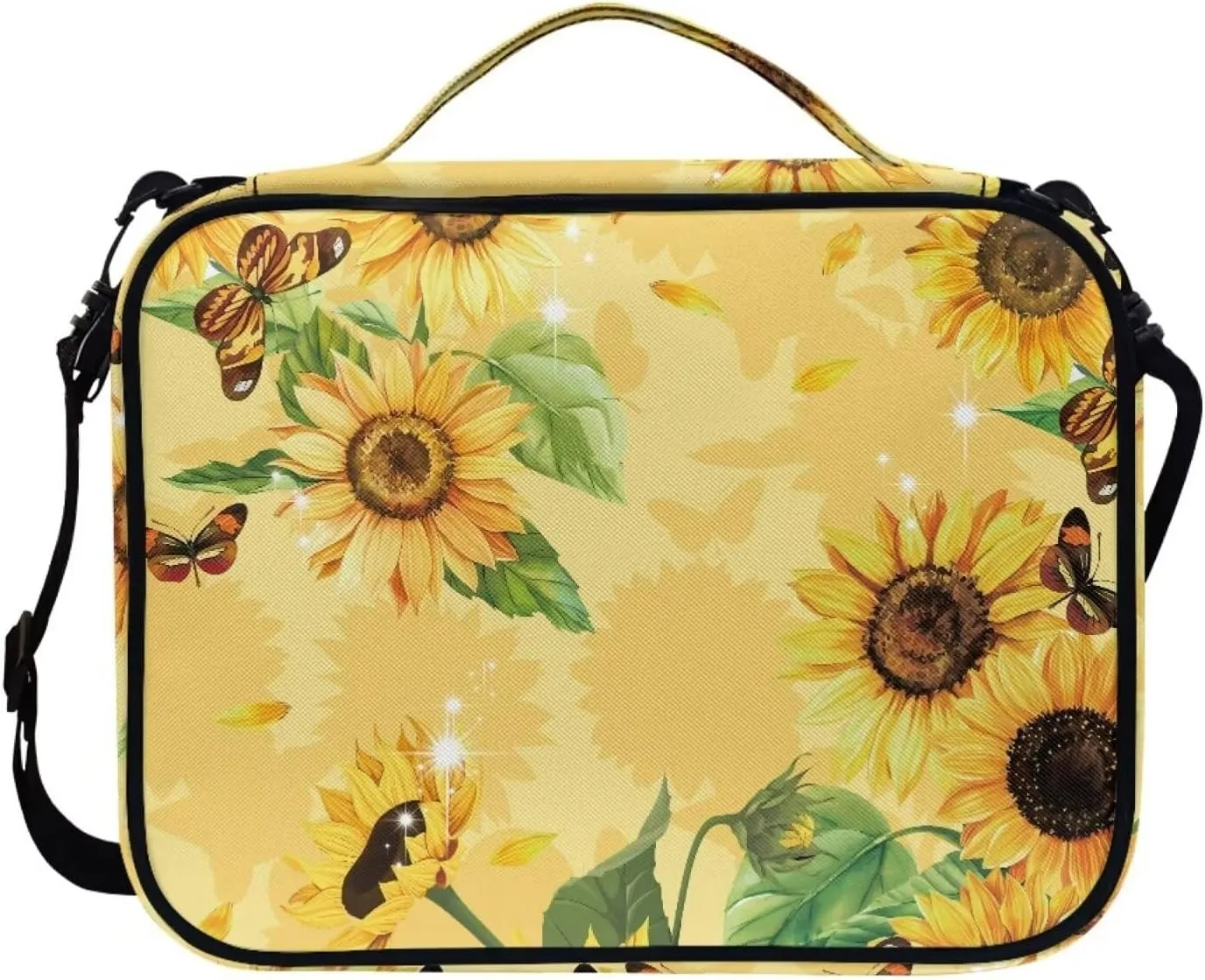 Jiquruby Sunflower Butterfly Bible Cover for Women Bible Book Cover Bible Case with Pen Slots Portable Bible Carrier Crossbody Handbags with Adjustable Shoulder Strap Bible Study Accessories
