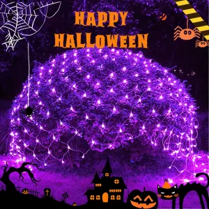 JMEXSUSS 200 LED Purple Halloween Net Lights, 9.8ft x 6.6ft Connectable Bush Lights With Remote, 8 Modes Plug-in Outdoor Mesh Waterproof for Tree, Yard, Fence Decoration