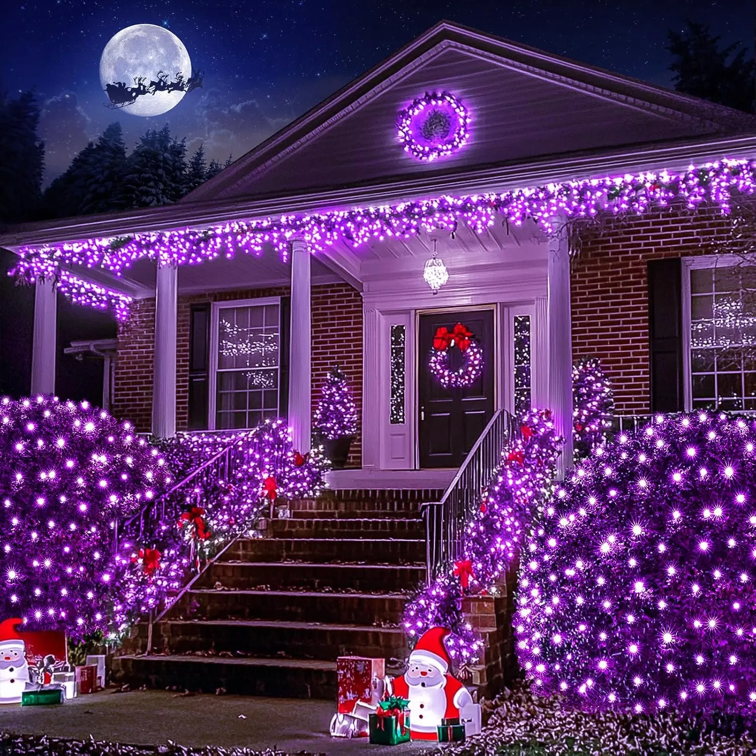 JMEXSUSS 200 LED Purple Halloween Net Lights, 9.8ft x 6.6ft Connectable Bush Lights With Remote, 8 Modes Plug-in Outdoor Mesh Waterproof for Tree, Yard, Fence Decoration