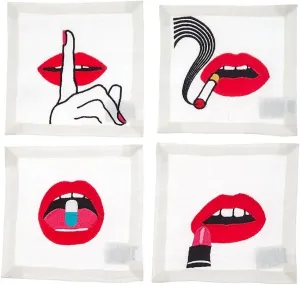 Jonathan Adler - Cocktail Napkins - Set of 4 - Lips