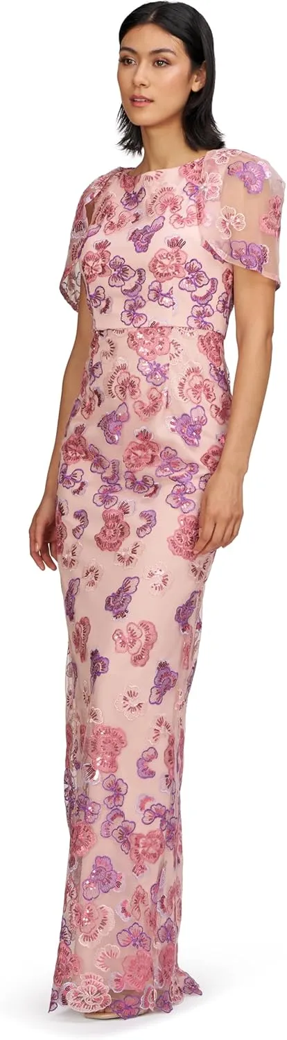 JS Collections Women's Teigen Capelet Sleeve Gown