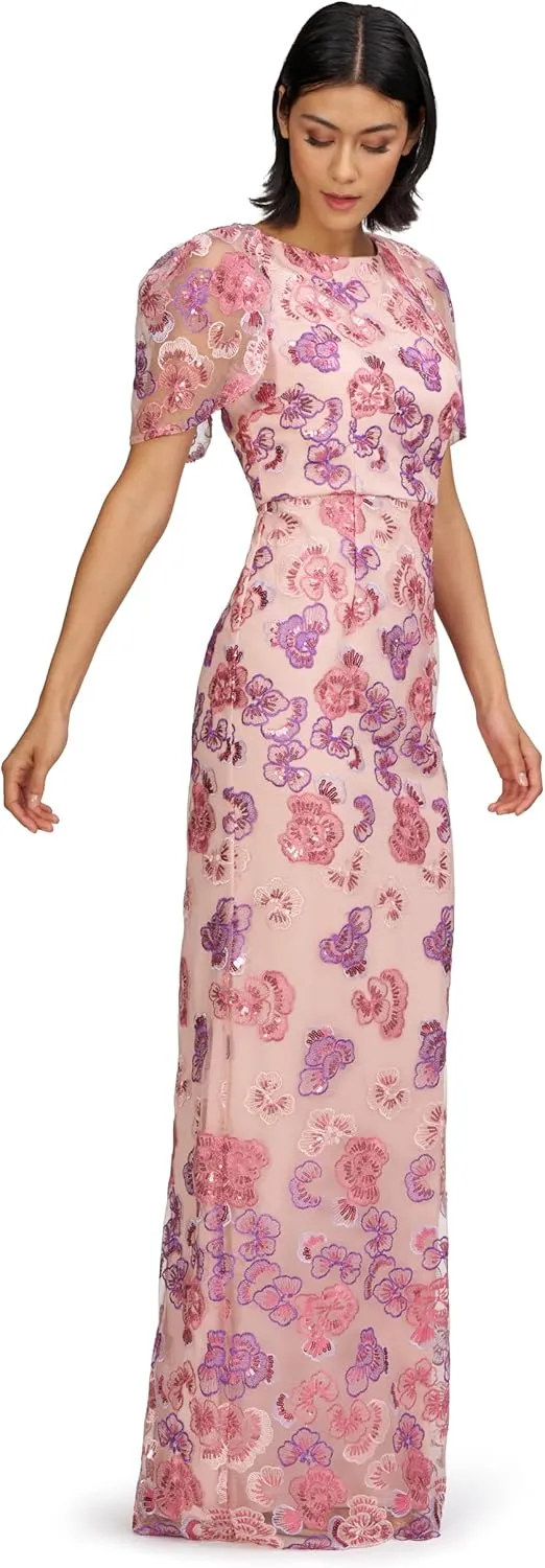 JS Collections Women's Teigen Capelet Sleeve Gown