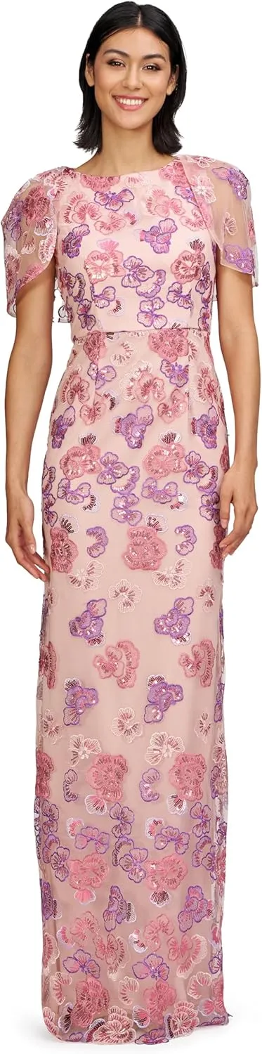 JS Collections Women's Teigen Capelet Sleeve Gown