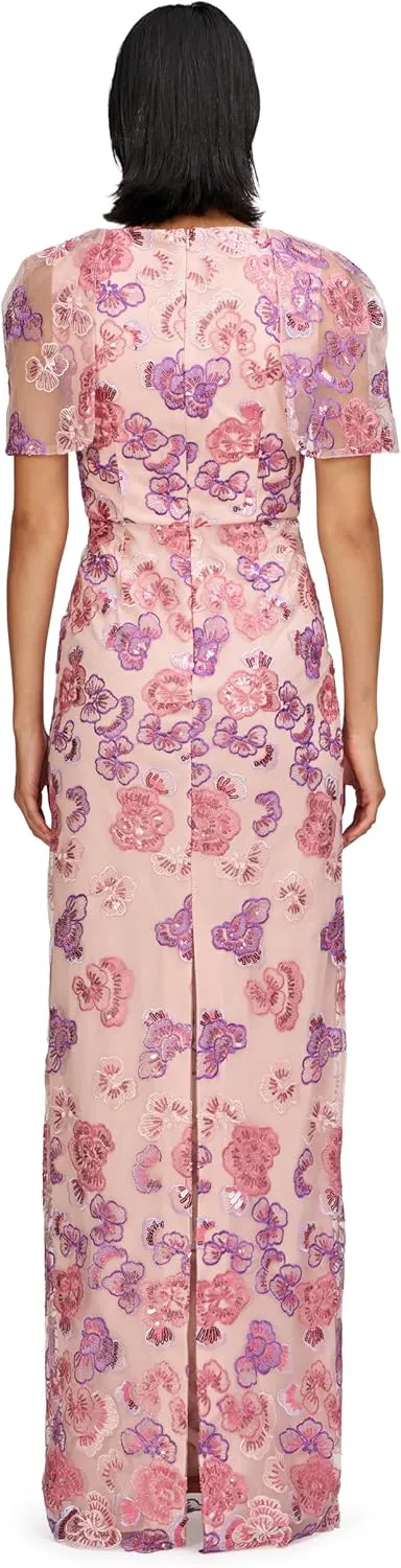 JS Collections Women's Teigen Capelet Sleeve Gown