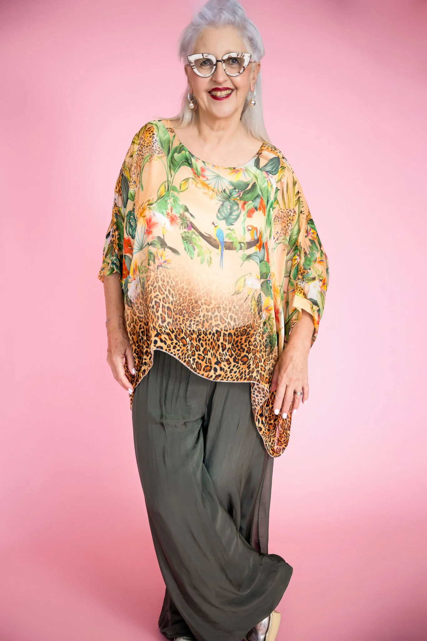 Jungle Silk Top | Beige