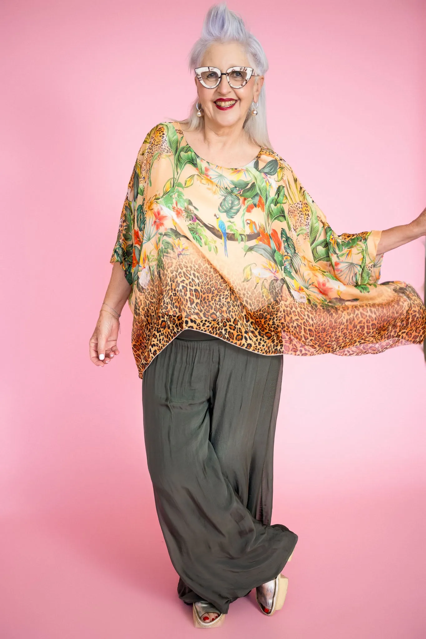 Jungle Silk Top | Beige