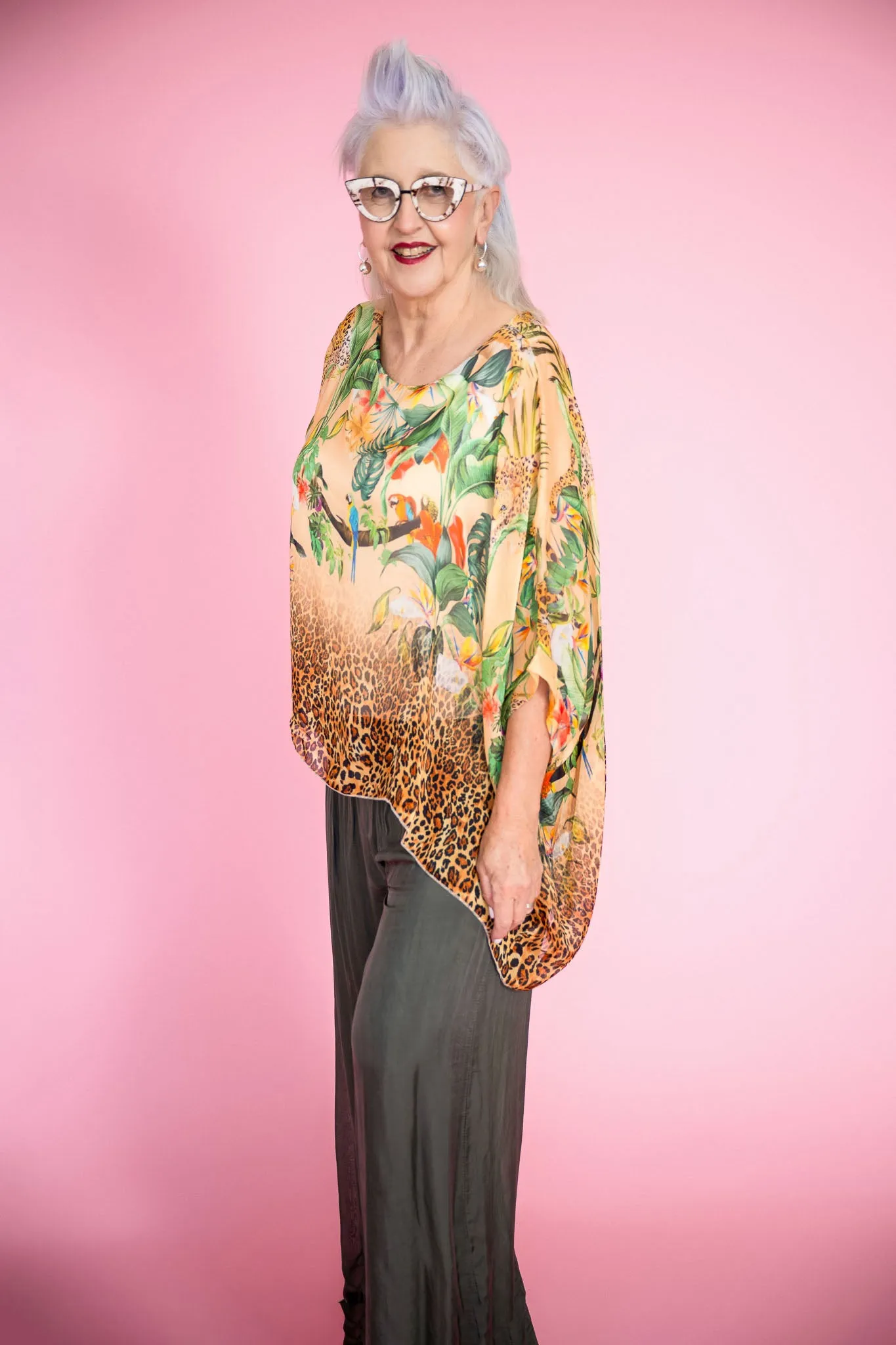 Jungle Silk Top | Beige