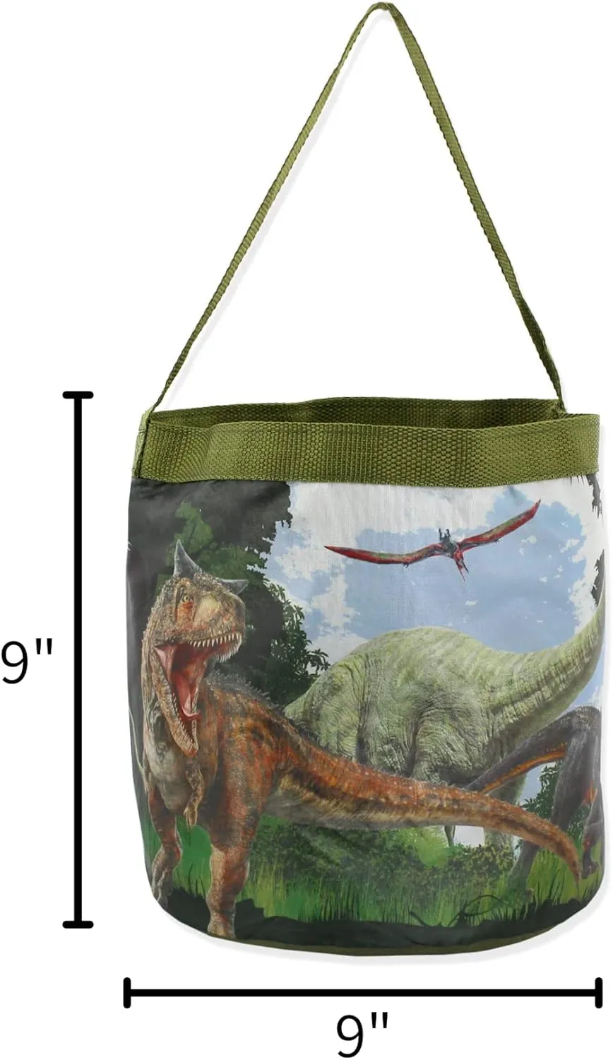 Jurassic World Dinosaurs Collapsible Nylon Basket Bucket Tote Bag