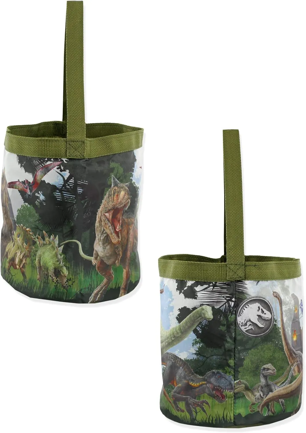 Jurassic World Dinosaurs Collapsible Nylon Basket Bucket Tote Bag