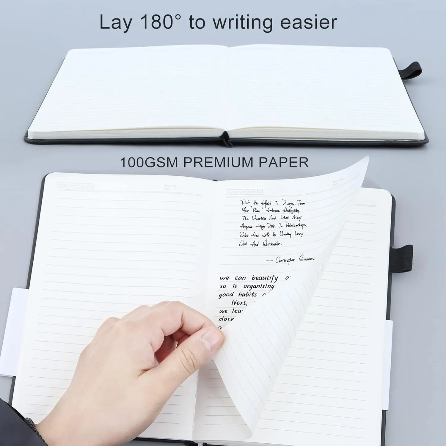 KaiRuiYing Travel Journaling Notebooks for Work with Pen Holder, 320 Pages, 5.5'' × 8.6'' Size A5-100 GSM Thick Paper, Hardcover Journal for Men & Women Available for Writing, Office, Diary