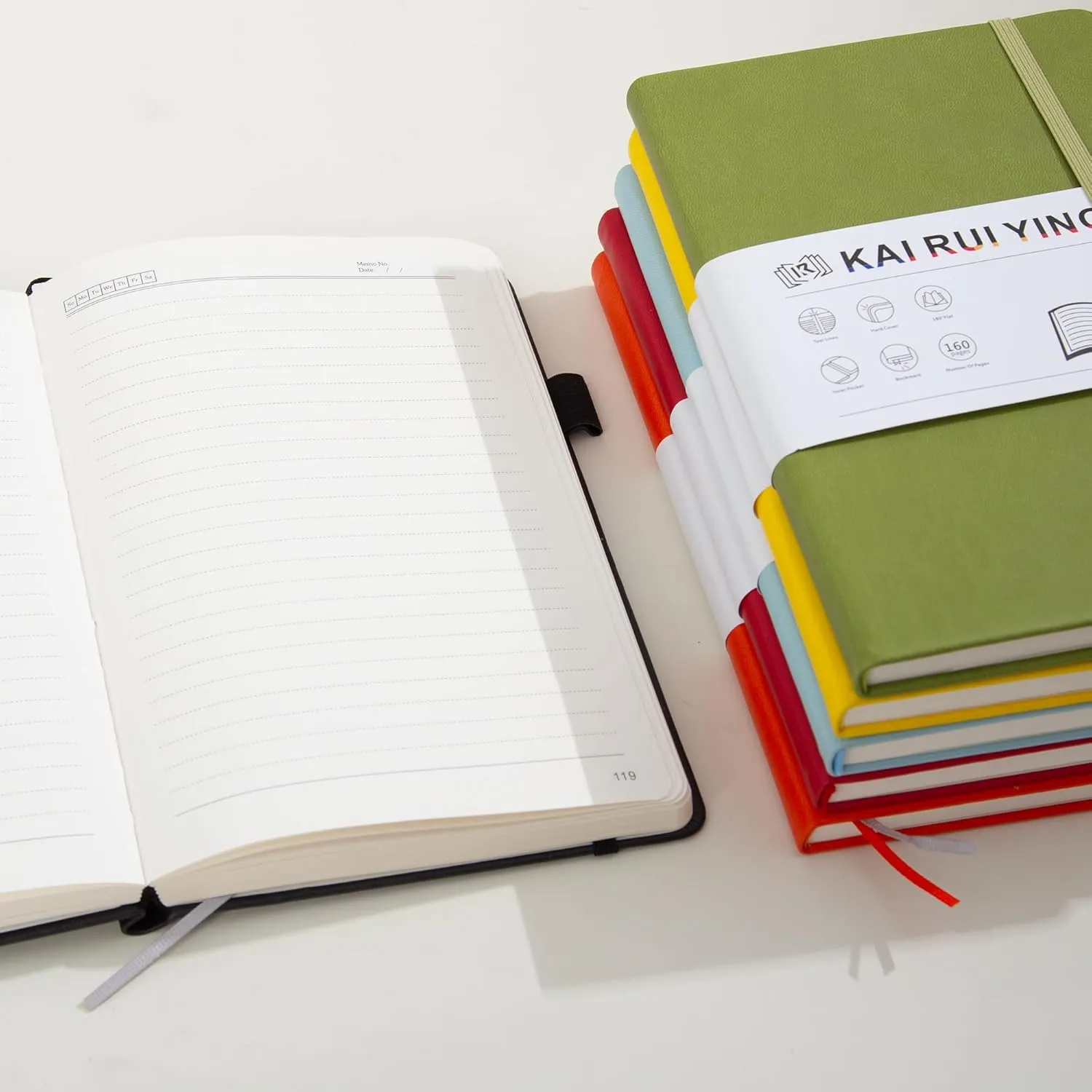 KaiRuiYing Travel Journaling Notebooks for Work with Pen Holder, 320 Pages, 5.5'' × 8.6'' Size A5-100 GSM Thick Paper, Hardcover Journal for Men & Women Available for Writing, Office, Diary