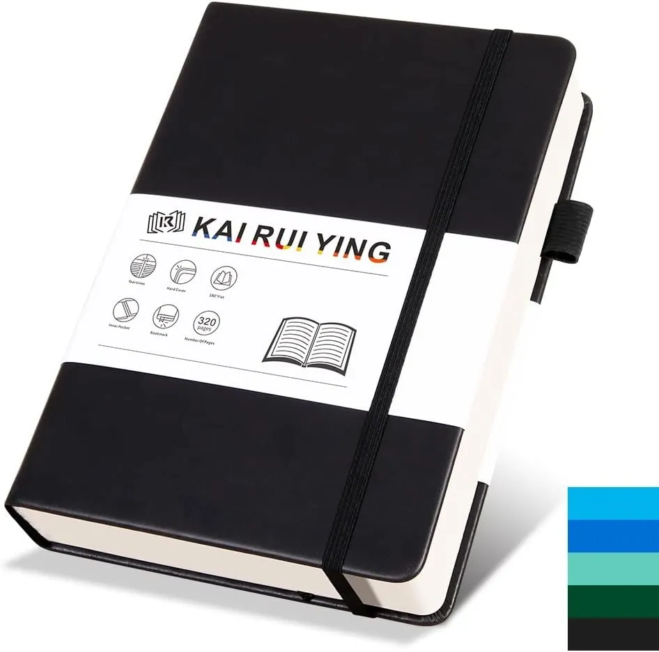 KaiRuiYing Travel Journaling Notebooks for Work with Pen Holder, 320 Pages, 5.5'' × 8.6'' Size A5-100 GSM Thick Paper, Hardcover Journal for Men & Women Available for Writing, Office, Diary