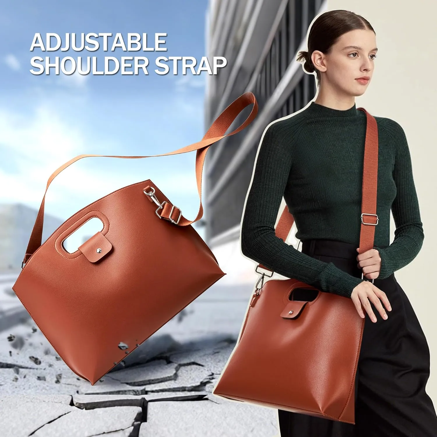 KALIDI Messenger Bag 16 Inch Slim Laptop Vegan Leather Briefcase Crossbody Tote for 15.6" Notebook Business Work Office Bag