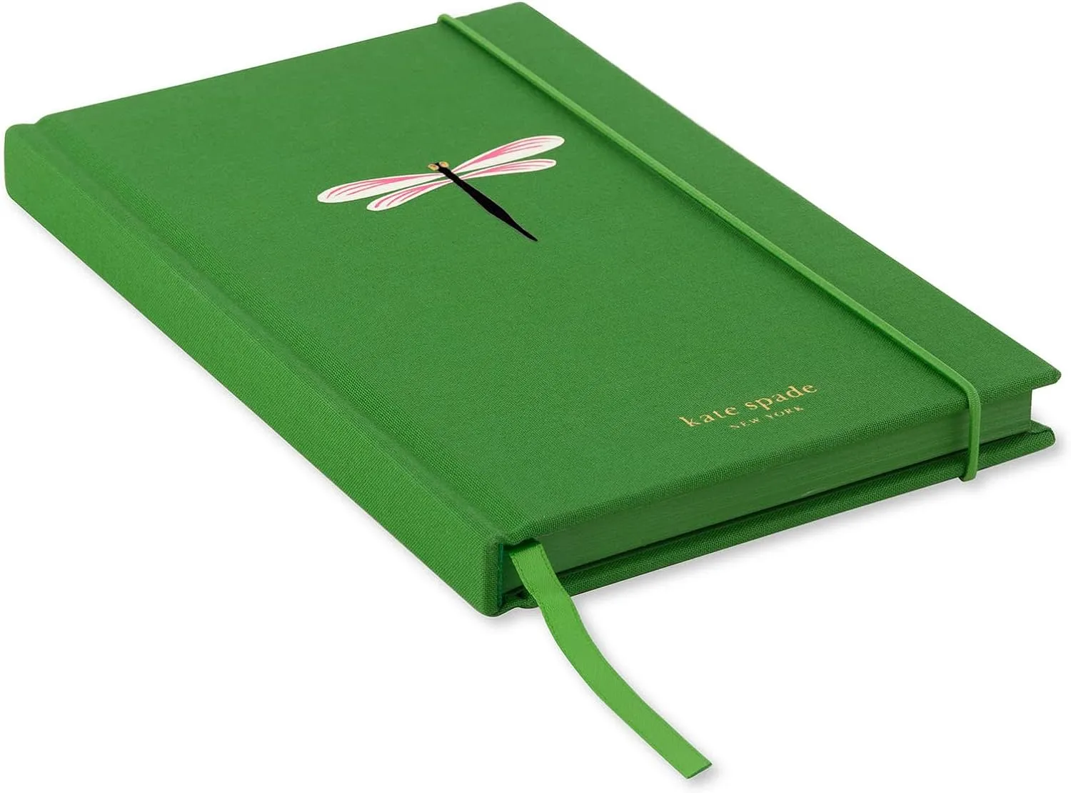 Kate Spade New York Take Note Large Notebook Journal, Green Cloth Hardcover Journal, Diary Includes 168 Lined Pages, Dragonfly Flight