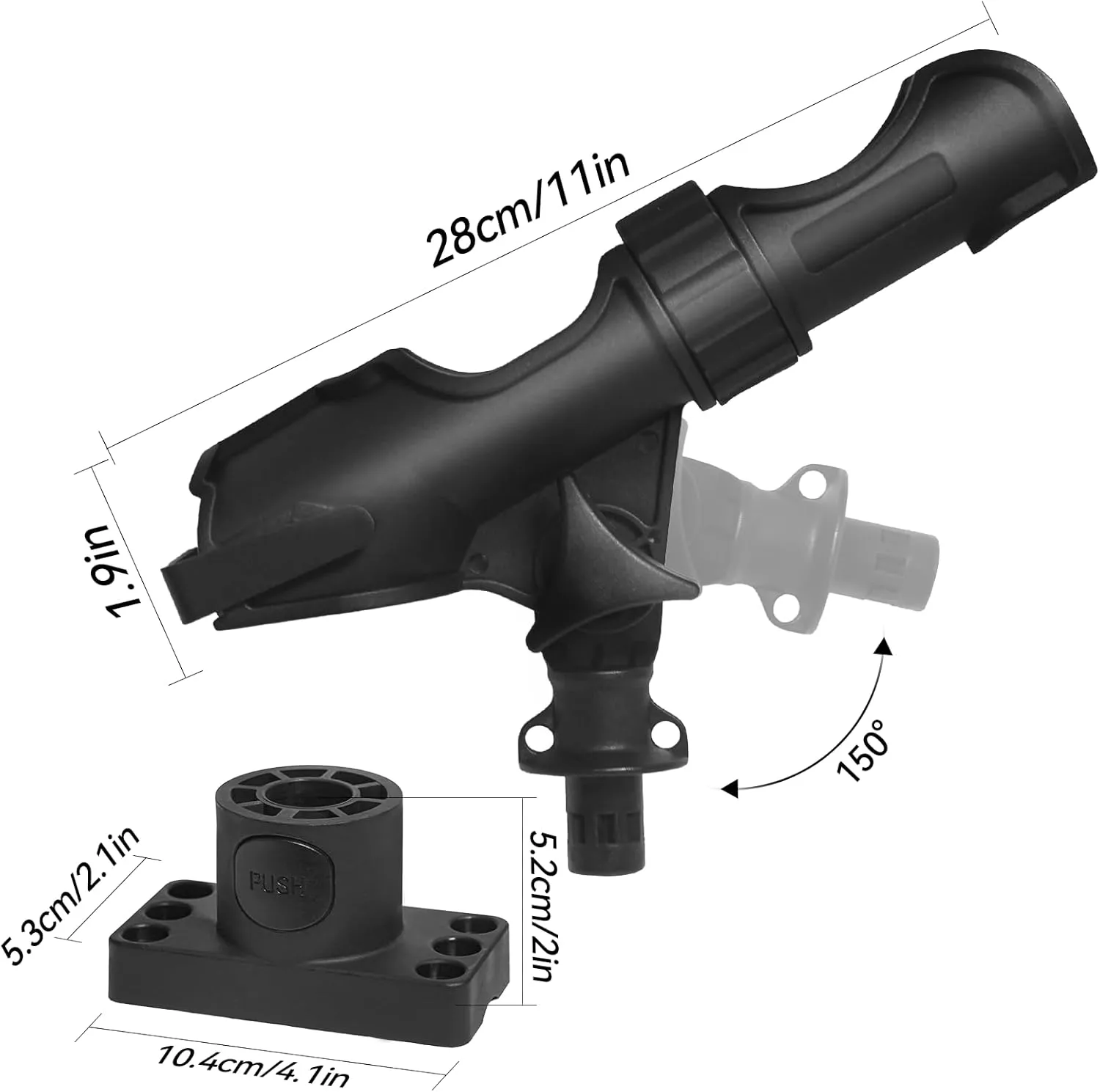 Kayak Rod Holder – Universal Fishing Rod Holder for Kayak, Canoe & Boat, Suitable for Spinning, Casting & Fly Fishing Styles